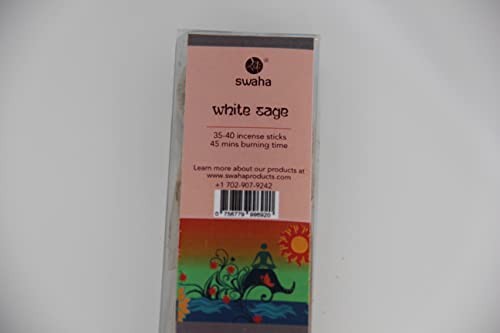 Swaha White Sage Agarbatti (Set of 35), Long Lasting Robust sage and Pine Fragrance Incense Sticks - Pack of 1