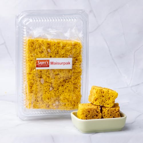 Sapre's Maysore Pak | Melts in Mouth I Healthy and Delicious Sweets I Traditional Taste | Indian Mithai | Fresh & Delicious | Barfi Sweet | Sweets Mithai | Pack of 2-200gm Each