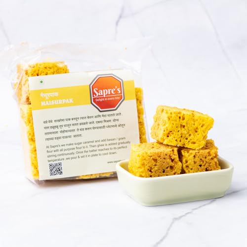 Sapre's Maysore Pak | Melts in Mouth I Healthy and Delicious Sweets I Traditional Taste | Indian Mithai | Fresh & Delicious | Barfi Sweet | Sweets Mithai | Pack of 2-200gm Each