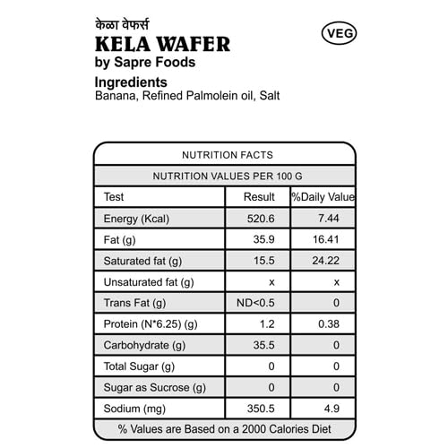 Sapre's Kela Wafers | Yellow Banana Wafers | Crispy Banana Chips | Salted Kela Wafers | Crunchy Kerala Wafers | Ready to Eat Party Snacks | For School Kids & Adults | Pack of 2-150gm Each