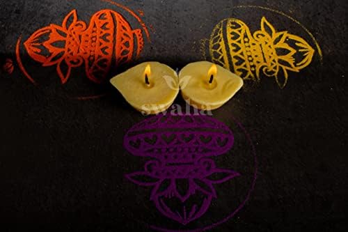 Swaha Premium Cow Ghee Diya Wicks (12 Pieces), 4hr Burning Time, Wax Free Cow ghee Diya for puja - Pack of 1