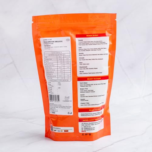 Sapre's Khamang Thalipeeth Bhajani Pack of 2 - 250gm Each | Parathas and Chillas | Cooking Essential | Thepla Flour | Healthy Multigrain Atta | Ready to Cook Food | Authentic Thalipeeth Flour | Nutritious Breakfast or Snack Multigrain Pre-Mix | No Added P