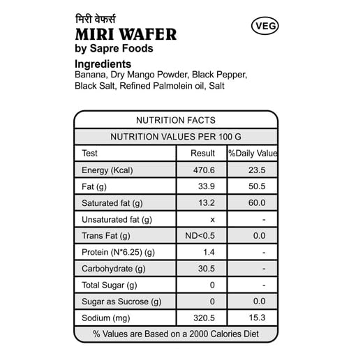 Sapre's Miri Wafers | Black Pepper Banana Wafers | Crispy Banana Chips | Salted Kali Miri Wafers | Upwas Kela Wafers | Fresh & Crunchy Wafers | Ready to Eat Party Snacks | For School Kids & Adults | Pack of 2 - 150gm Each