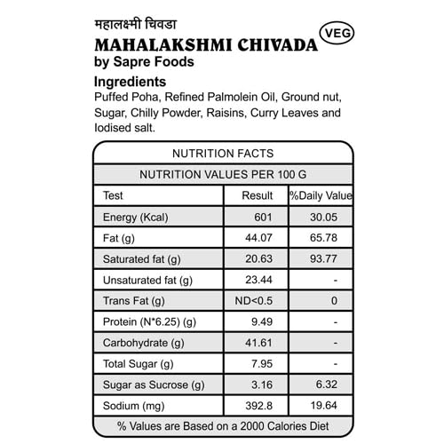 Sapre's Mahalakshmi Chivada | Delicious Poha Chiwda | Roasted Mahalaxmi Chevda | Savory Mixture | Indian Traditional Snacks | Spicy Chivda | No Added Preservatives | Pack of 2-180gm Each