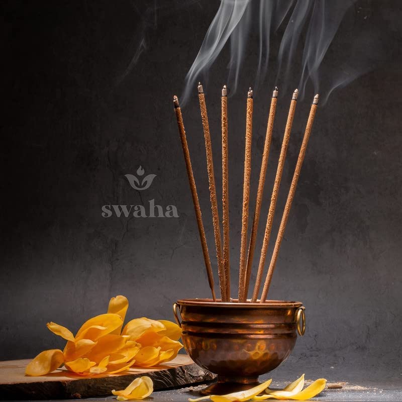 Swaha Golden Champa Agarbatti (Set of 35) | Long Lasting Champa Fragrance | Fresh Enchanting Incense Sticks for Pooja