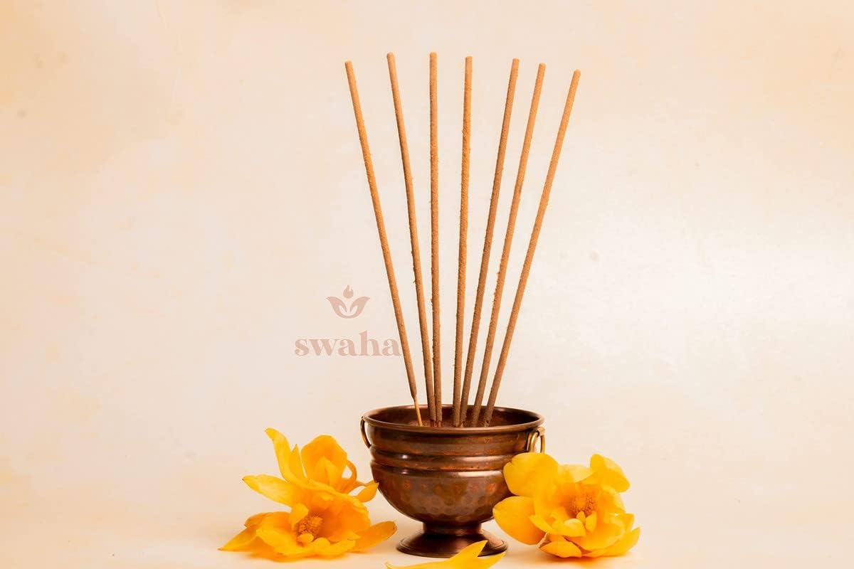 Swaha Golden Champa Agarbatti (Set of 35) | Long Lasting Champa Fragrance | Fresh Enchanting Incense Sticks for Pooja