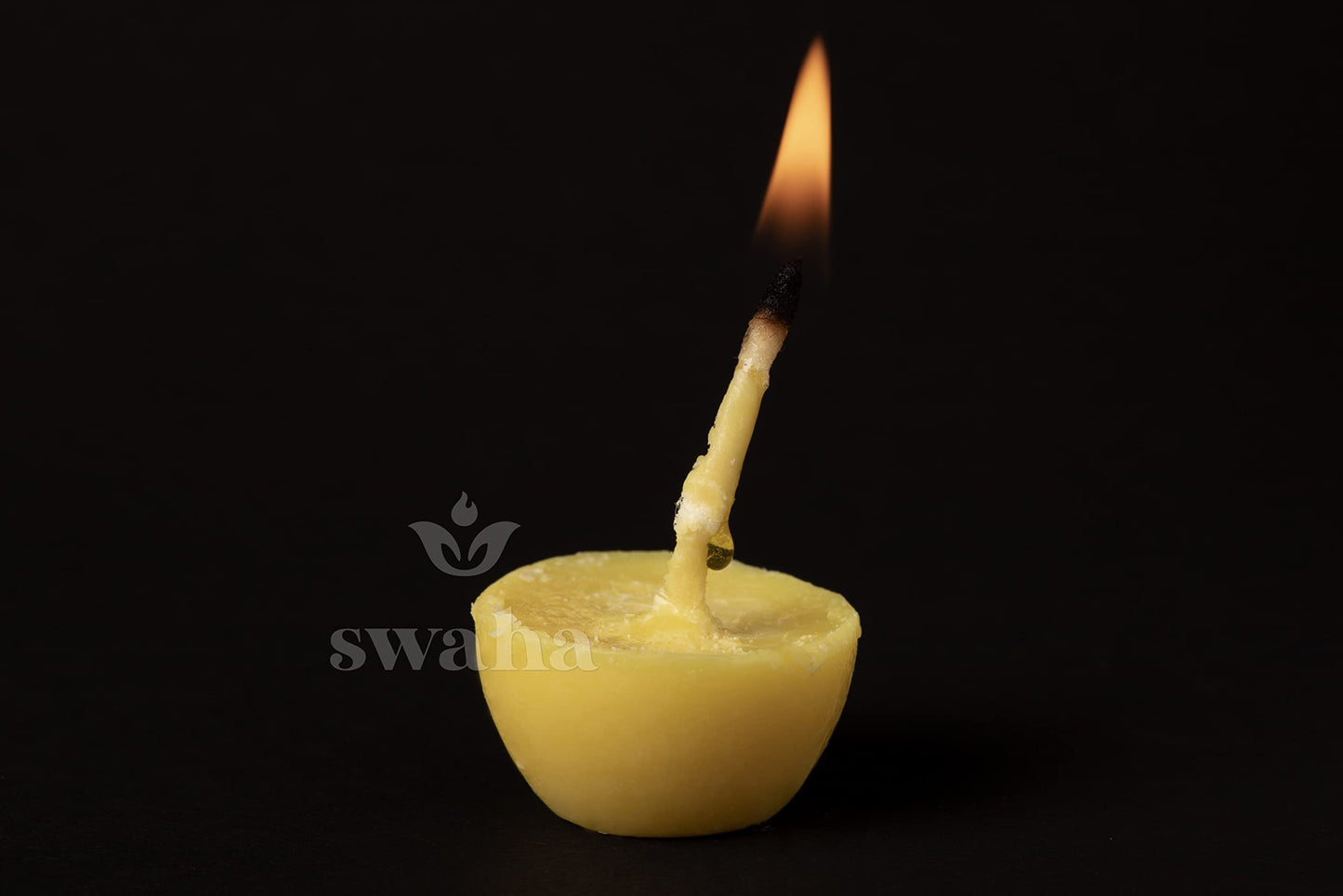Swaha IISC Certified Premium Cow Ghee Diya Batti (100 Pieces), 30min Burning Time, Wax Free Cow Ghee Diya Batti for Puja - Pack of 2