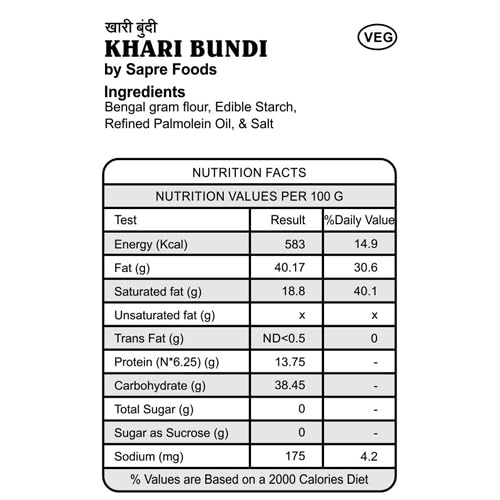 Sapre's Khari Bundi | For Raita & Pani Puri | Chaat or Chivda Mixture Boondi | Gram Flour Crunchy Bundi | Tea Time Snack | Namkeen | Crispy and Crunchy | No Added Preservatives/Colors | Pack of 2 - 150gm Each