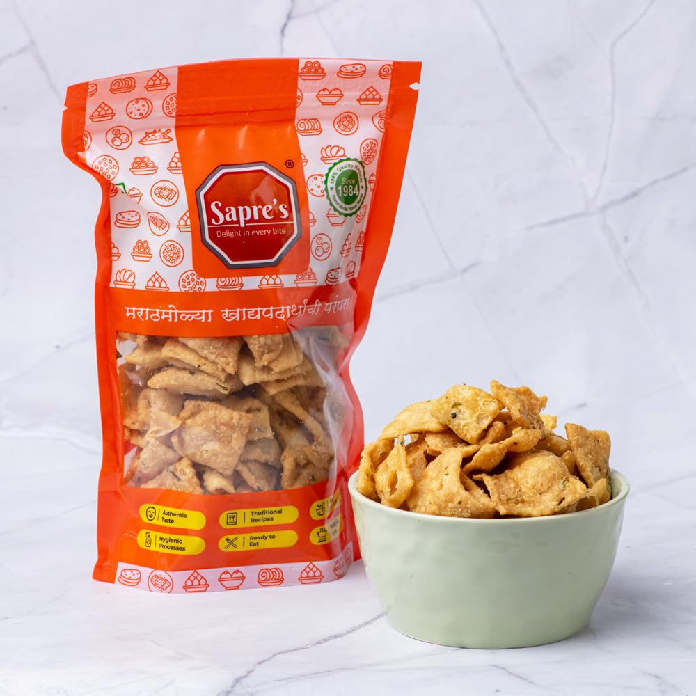 Sapre's Methi Shankarpale | Shakkarpara | Shankarpali | Namkeen | Crispy and Crunchy | Teatime Snacks | Maharashtrian Snack | No Added Preservatives/Colors | Pack of 2-180gm Each