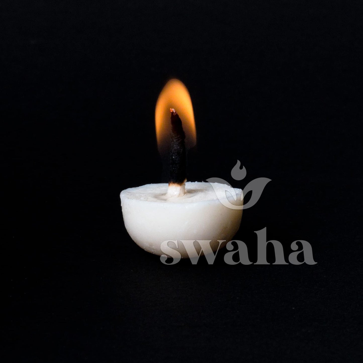 Swaha Premium Vanaspati Ghee Diya Wicks (30 Pieces), 30min Burning Time, Wax Free Vegan Diya batti for Puja - Pack of 1,scented