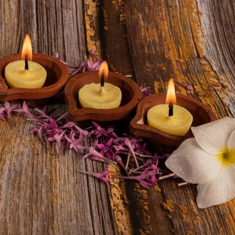 Swaha 1 Hour Burning Time Cow Ghee Diya (16.51 cm x 10.49 cm x 3.99 cm, Set of 30, Yellow)