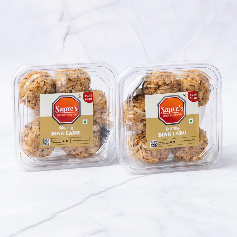 Sapre's Pure Ghee Dink Ladu | Gond Laddu | Immunity Booster Healthy and Delicious Winter Special | Ayurveda-recommended | Post Delivery Ladoo | Winter Snacks | No Preservatives | Pack of 2-200gm Each