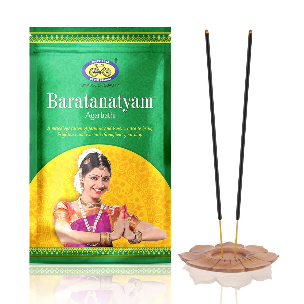 Cycle Pure Baratanatyam Agarbatti with Rose and Jasmine Fragrance for Daily Puja, Special Occasions, Festivals - Pack of 3 (170g per Pack)