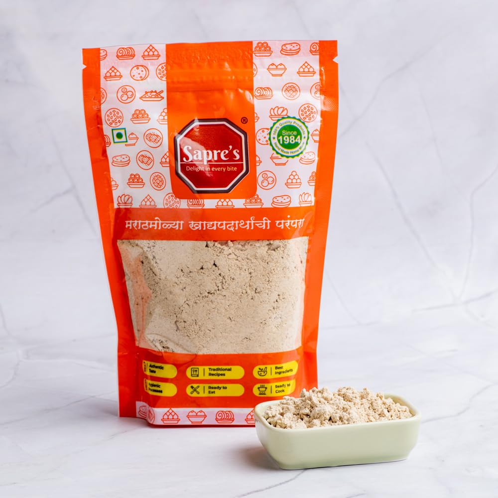 Sapre's Kitchen Server | Healthy Sweet & Spicy Dry Snack | Tasty, Crunchy | Best for Gathering & Travelling | Khamang Thalipeeth Bhajani, Roasted Dry Coconut Flake & Peanut Powder & Upawas Bhajani