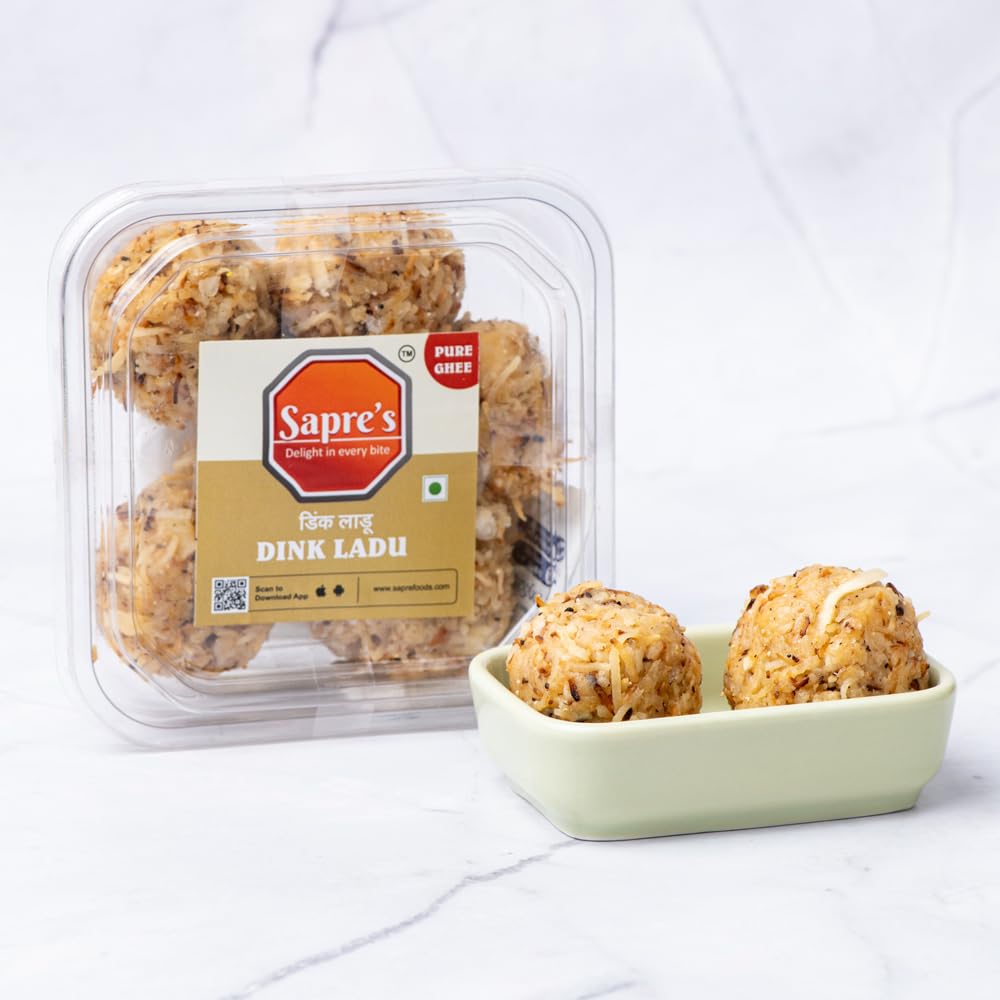 Sapre's Pure Ghee Dink Ladu | Gond Laddu | Immunity Booster Healthy and Delicious Winter Special | Ayurveda-recommended | Post Delivery Ladoo | Winter Snacks | No Preservatives | Pack of 2-200gm Each