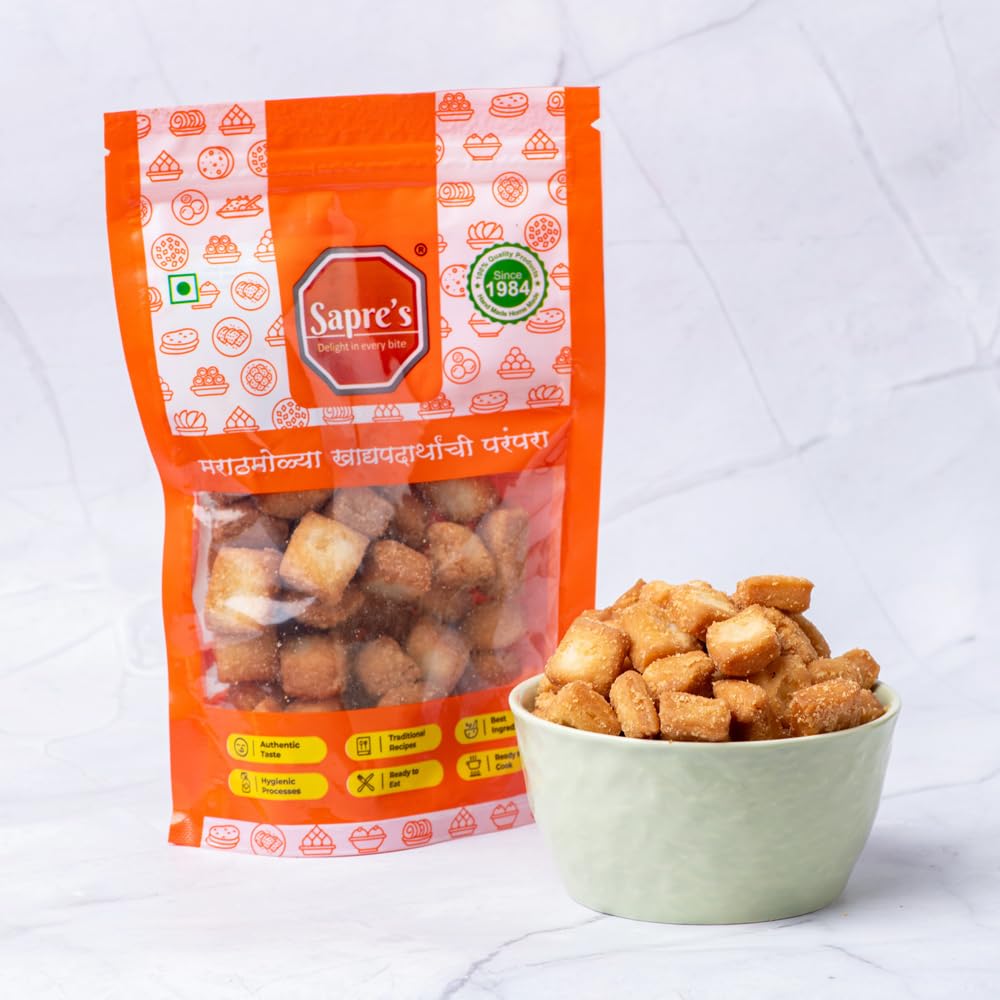 Sapre's Sweet Shankarpale | Shakkarpara | Meetha Shakarpare | Namkeen | Crispy and Crunchy | Teatime Snacks | Maharashtrian Snack | Healthy Snacks | No Added Preservatives/Colors | Pack of 2-180gm Each
