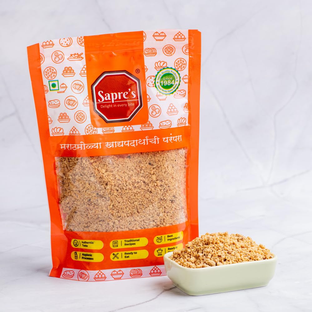 Sapre's Roasted Peanut Powder Pack of 2 - 200gm Each | Shengdana Kut | Peanut Granules | Mungfali Powder | For Quick Sabudana Khichdi, Chat & Instant Chutney | Ready to Cook, Ready to Eat | No Added Preservatives/Colours/Flavours