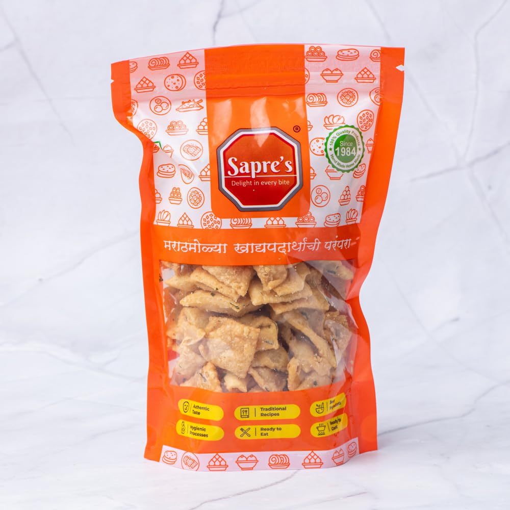 Sapre's Methi Shankarpale | Shakkarpara | Shankarpali | Namkeen | Crispy and Crunchy | Teatime Snacks | Maharashtrian Snack | No Added Preservatives/Colors | Pack of 2-180gm Each