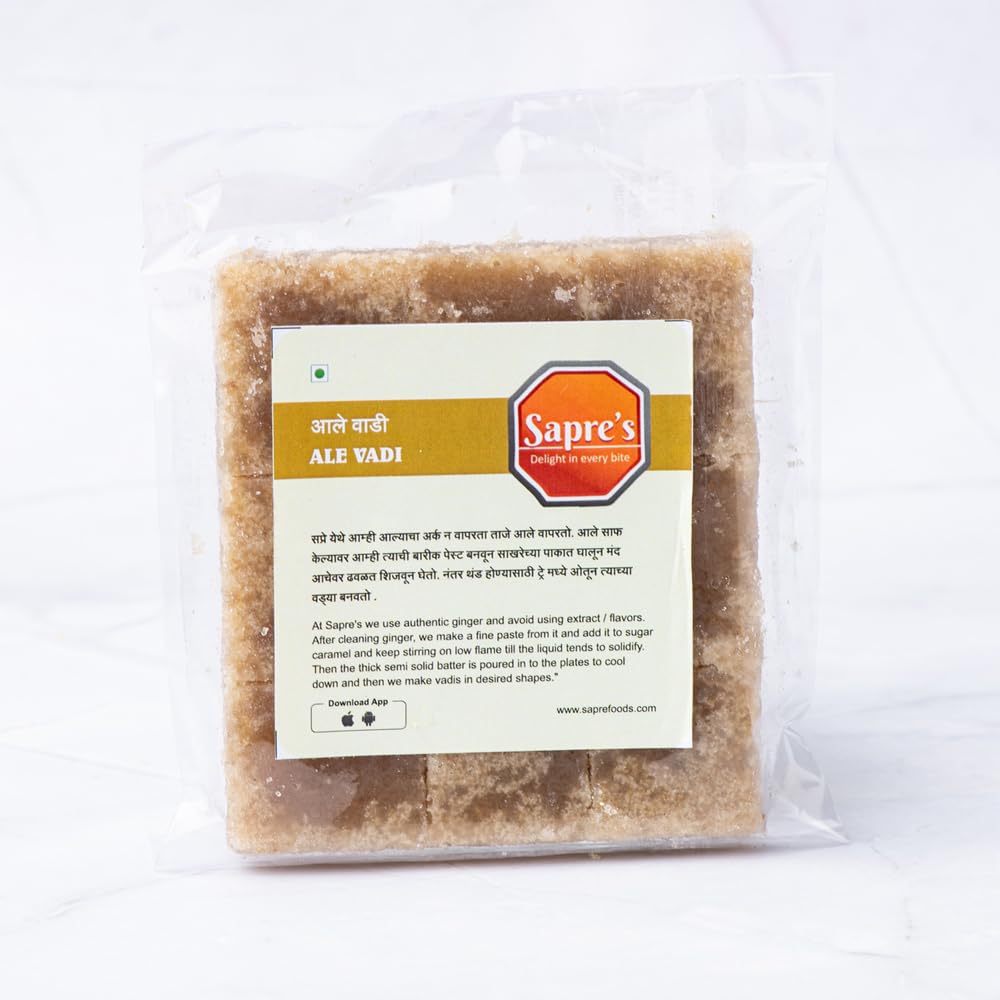 Sapre's Ale Pak Vadi | Ginger Candy | Inji Murappa Popular South Indian Sweet | Inji Mitai | Ginger Burfi | Delightful Treat for Ginger Lovers | Rich in Fiber, Iron & Antioxidants | Boosts Immunity | Supports Metabolism | Pack of 4 - 100gm Each