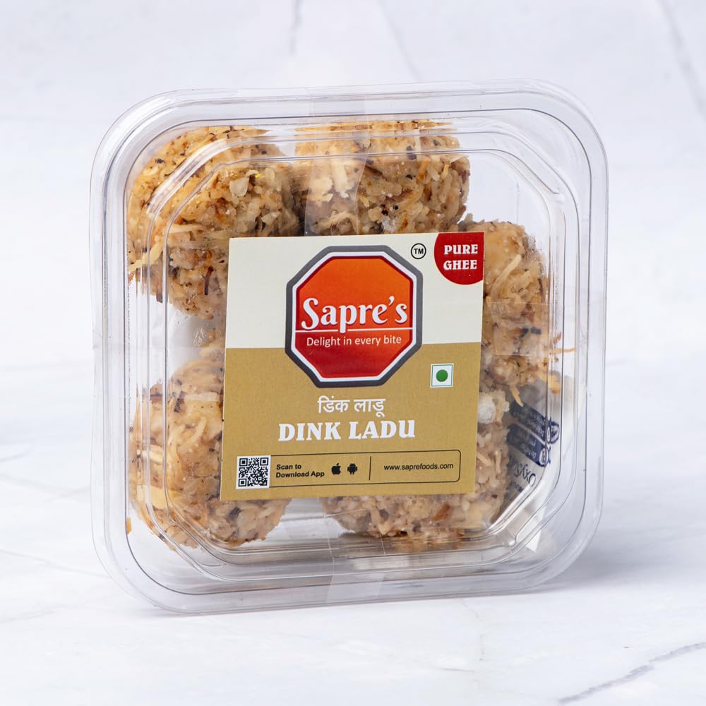 Sapre's Pure Ghee Dink Ladu | Gond Laddu | Immunity Booster Healthy and Delicious Winter Special | Ayurveda-recommended | Post Delivery Ladoo | Winter Snacks | No Preservatives | Pack of 2-200gm Each