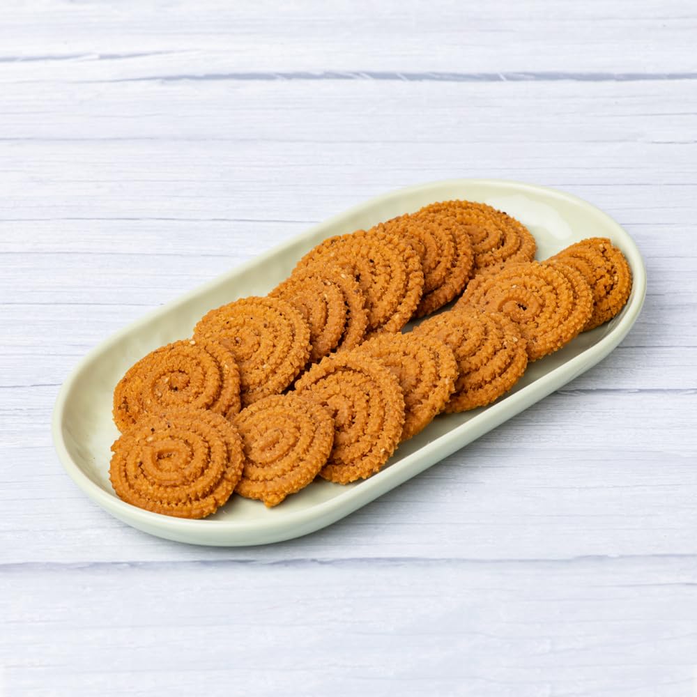 Sapre's Bhajani Chakli (360 gms, 2 Packs of 180 gms Each) | Murukku | Namkeen | Crispy & Crunchy Snacks | Maharashtrian Bhajni Crispy Chakli | Diwali Faral | Ready To Eat | Lite Snack | Traditional Indian Snacks | No Added Colours