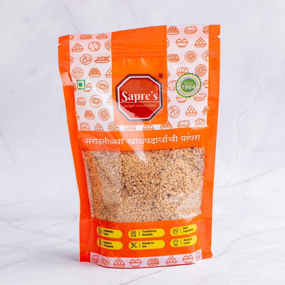 Sapre's Roasted Peanut Powder Pack of 2 - 200gm Each | Shengdana Kut | Peanut Granules | Mungfali Powder | For Quick Sabudana Khichdi, Chat & Instant Chutney | Ready to Cook, Ready to Eat | No Added Preservatives/Colours/Flavours