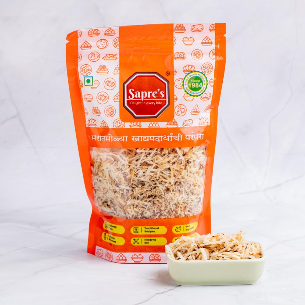 Sapre's Kitchen Server | Healthy Sweet & Spicy Dry Snack | Tasty, Crunchy | Best for Gathering & Travelling | Khamang Thalipeeth Bhajani, Roasted Dry Coconut Flake & Peanut Powder & Upawas Bhajani