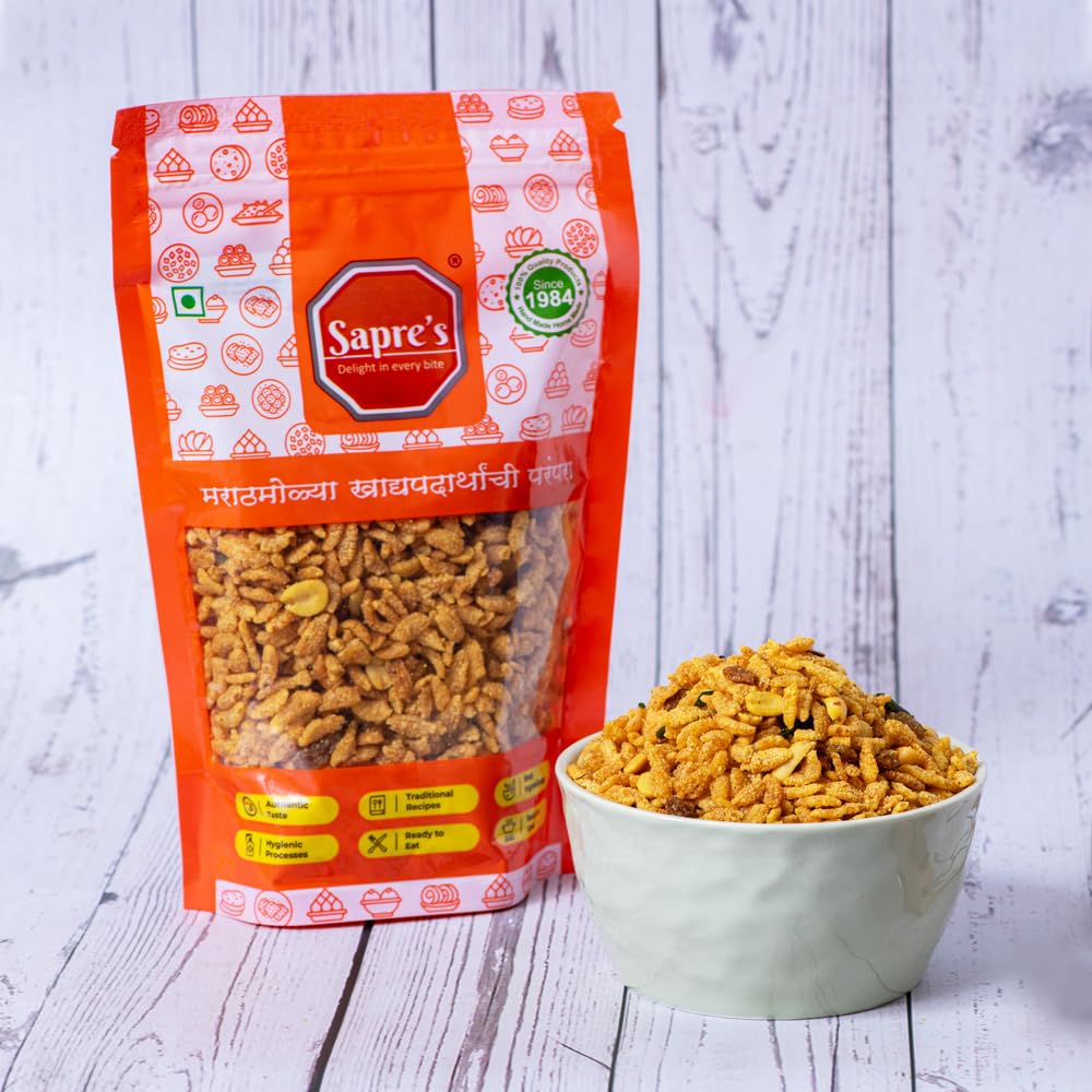 Sapre's Mahalakshmi Chivada | Delicious Poha Chiwda | Roasted Mahalaxmi Chevda | Savory Mixture | Indian Traditional Snacks | Spicy Chivda | No Added Preservatives | Pack of 2-180gm Each