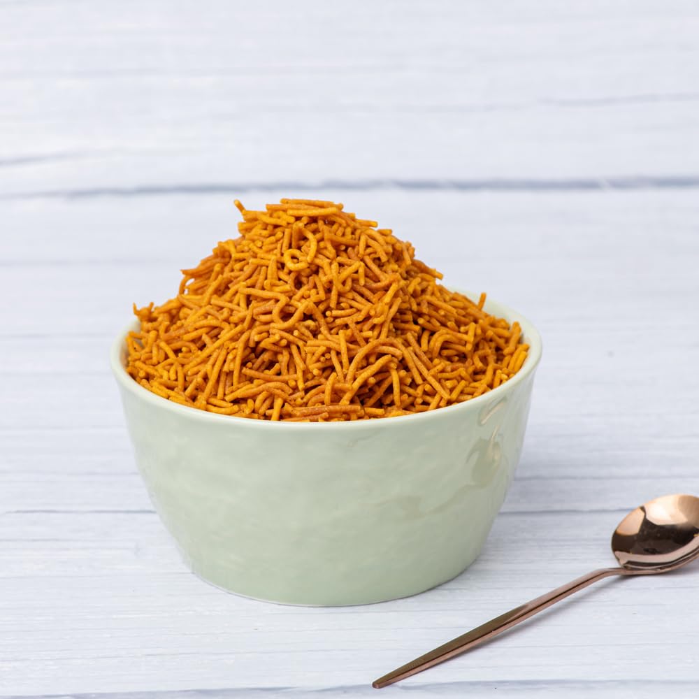 Sapre's Lasun Shev | Barik Sev | Besan Shev | Garlic Shev | Spicy Sev | Crispy and Crunchy | Namkeen | Lightly Spiced & Flavorful | No Added Preservatives/Colours | Pack of 2-180gm Each