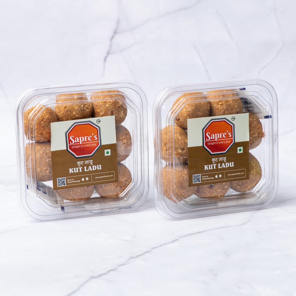 Sapre's Kut Ladu | Roasted Groundnuts Ladoos | Traditional Snack with Nutrient-Rich Ingredients | Rich in Fiber and Essential Minerals | Authentic Recipe | No Artificial Preservatives | Pack of 2 - 200gm Each