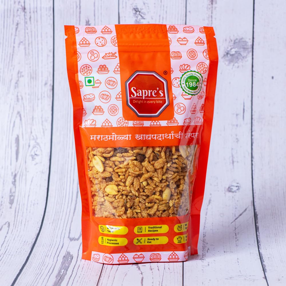 Sapre's Mahalakshmi Chivada | Delicious Poha Chiwda | Roasted Mahalaxmi Chevda | Savory Mixture | Indian Traditional Snacks | Spicy Chivda | No Added Preservatives | Pack of 2-180gm Each