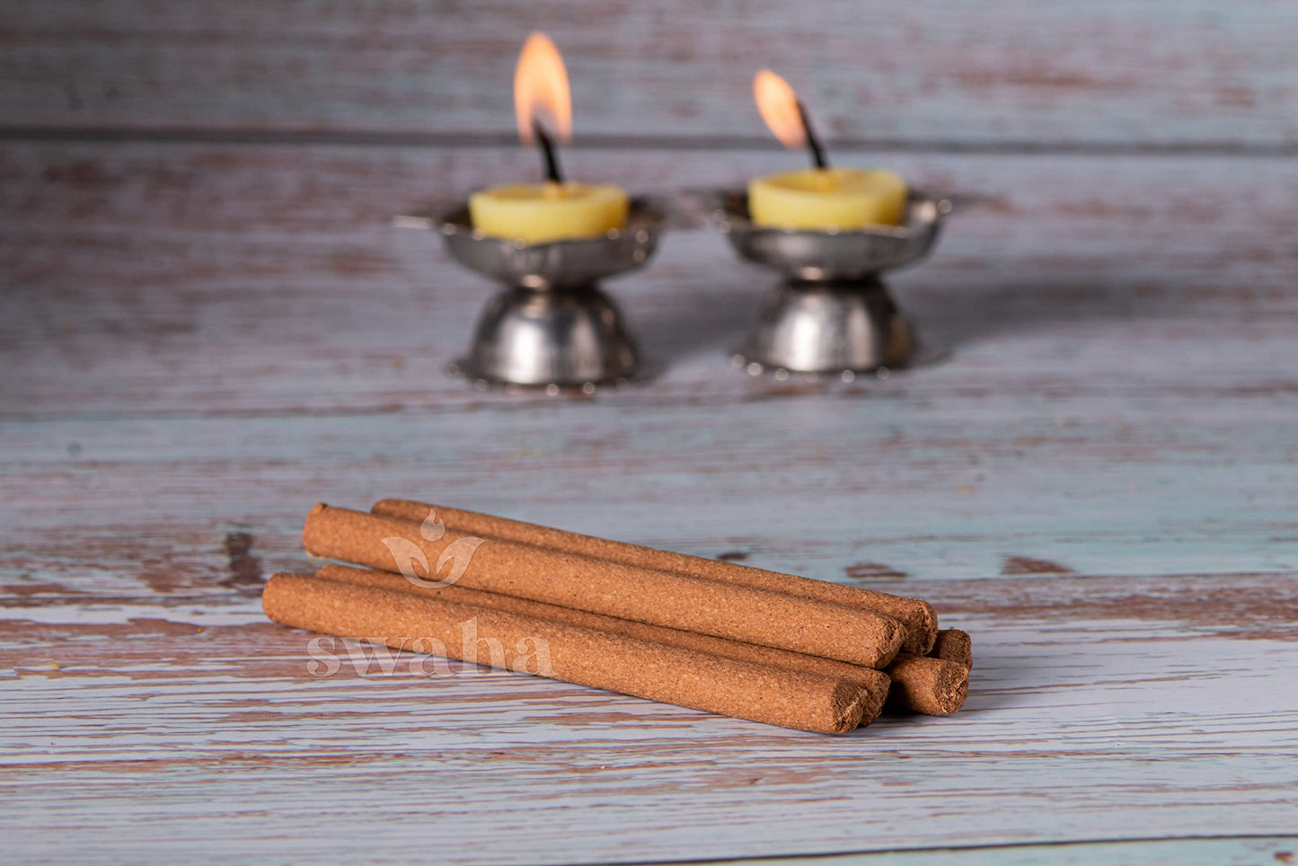 Swaha Om Cylindrical Dhoop Stick (Set of 30), Long Lasting Sandalwood & Floral Fragrance Incense Sticks, Bamboo Less Eco Friendly Agarbatti Sticks - Pack of 1