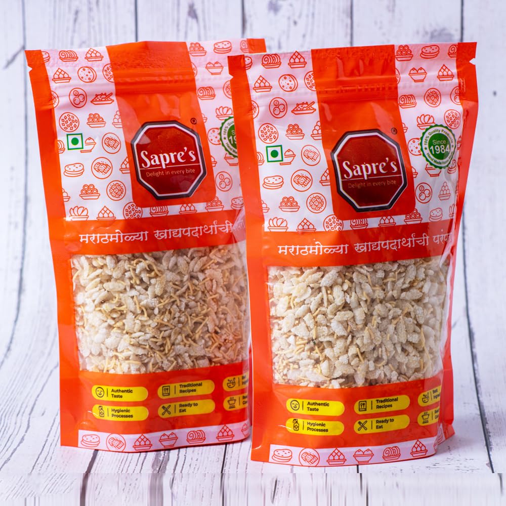 Sapre's Diet Chivada | Healthy Snack | Namkeen | Crispy & Crunchy Mixture Snacks | Ready To Eat | Low Fat Namkeen Lite Snack for Diet | No Added Colours & Preservatives | Pack of 2-150gm Each