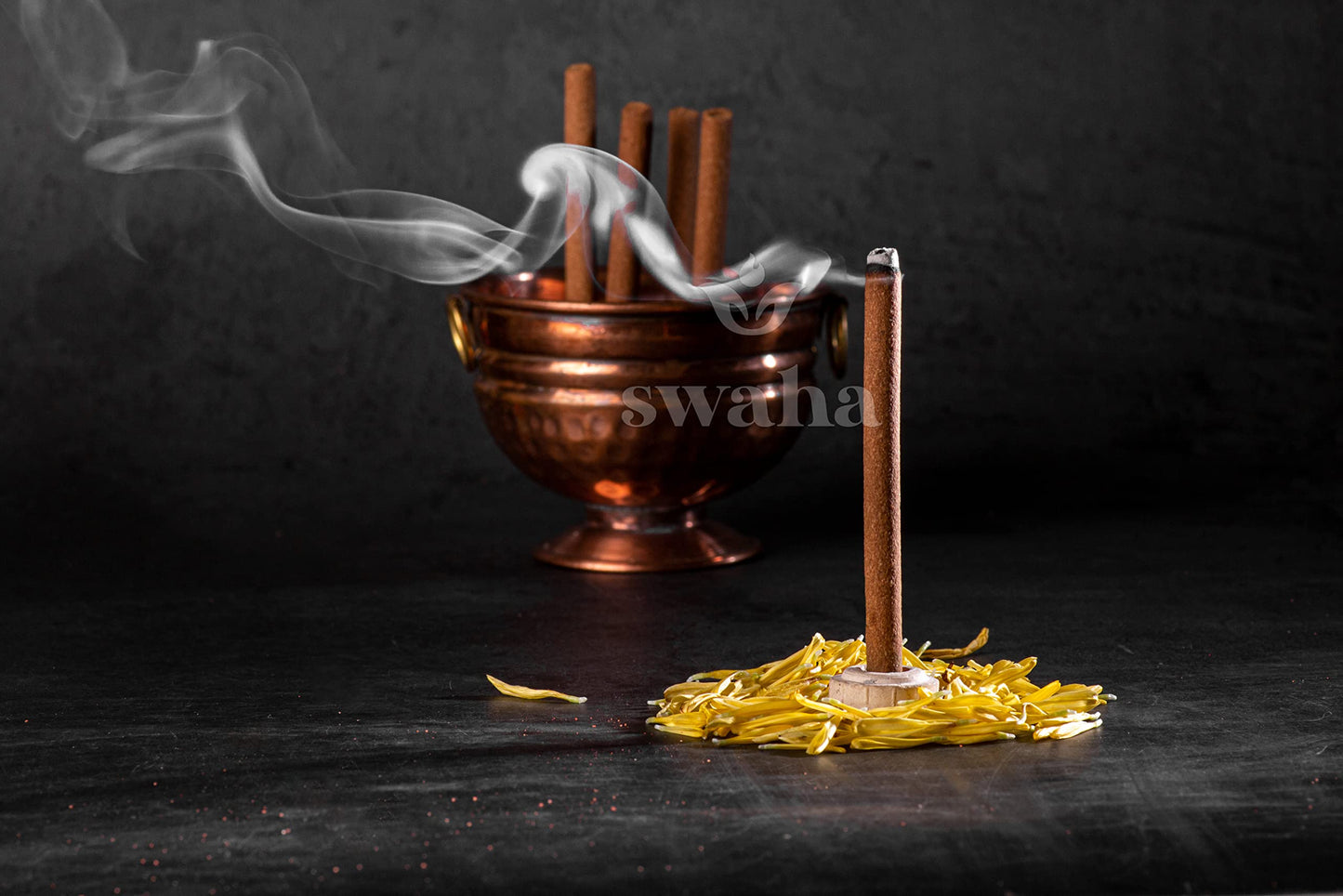Swaha Om Cylindrical Dhoop Stick (Set of 30), Long Lasting Sandalwood & Floral Fragrance Incense Sticks, Bamboo Less Eco Friendly Agarbatti Sticks - Pack of 1