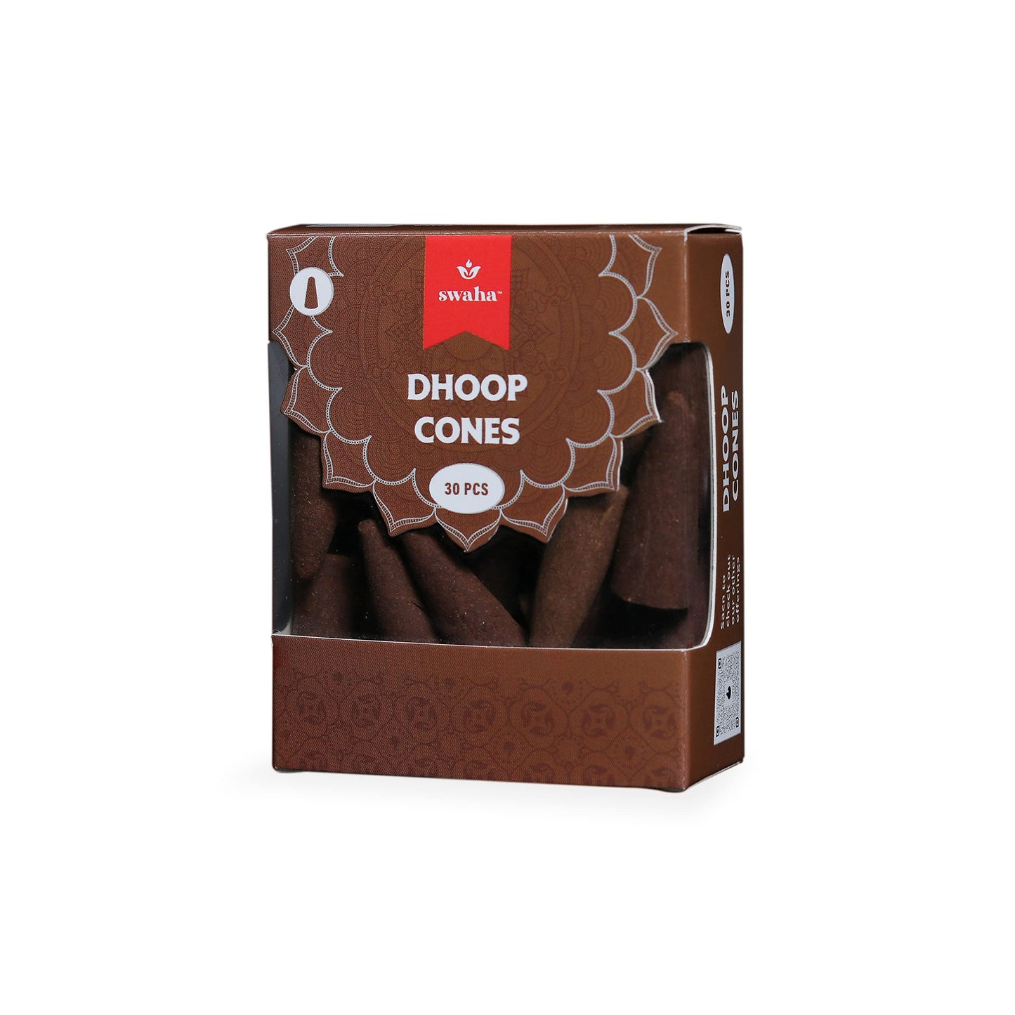 Swaha Dhoop Cones (30 Pieces), 25 min Burning time, Long Lasting Havan Fragrance Dhoop Cones for Daily Puja and Meditation (Pack of 1)
