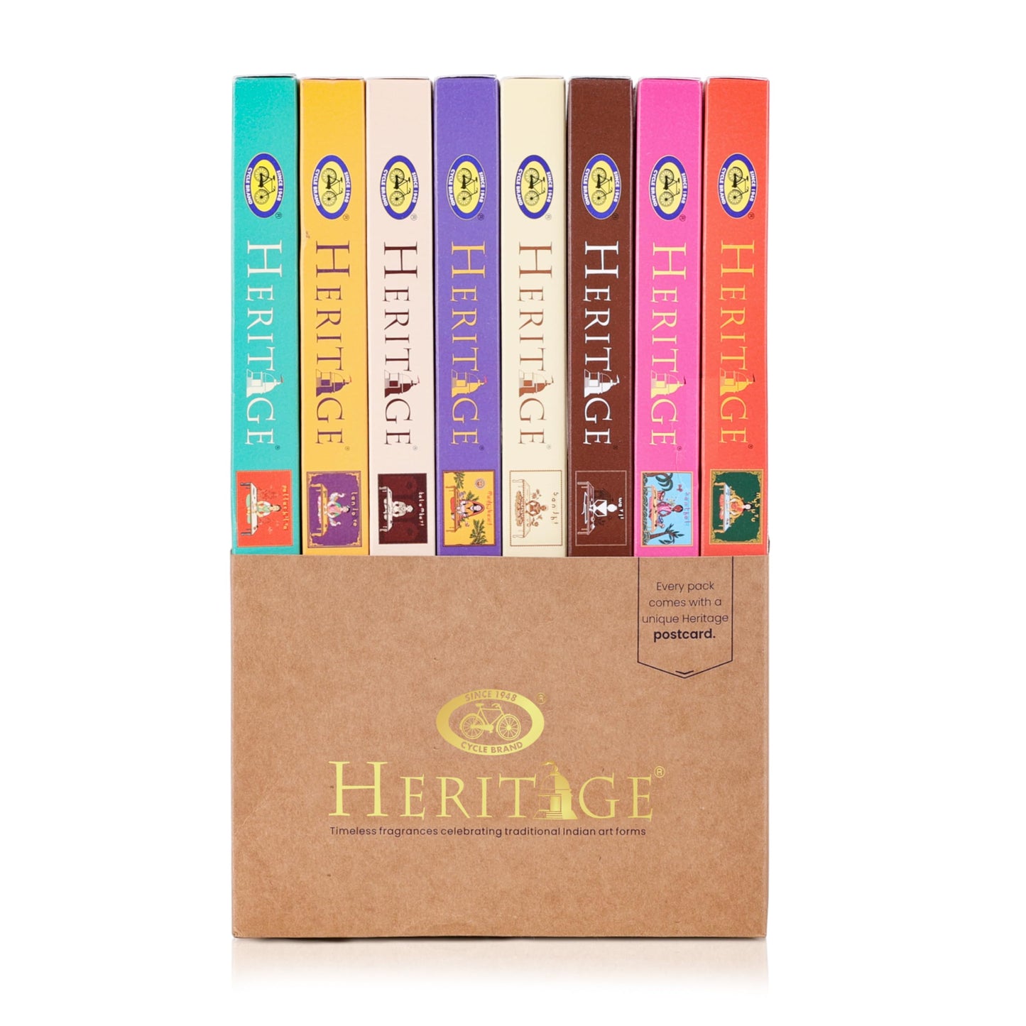 Cycle Pure Heritage Agarbatti Gift Hamper (8 Fragrances Pack), 560 Incense Sticks | Diwali Gifts for Friends & Family | Handcrafted Incense Sticks Box | Prayer Sticks for Pooja