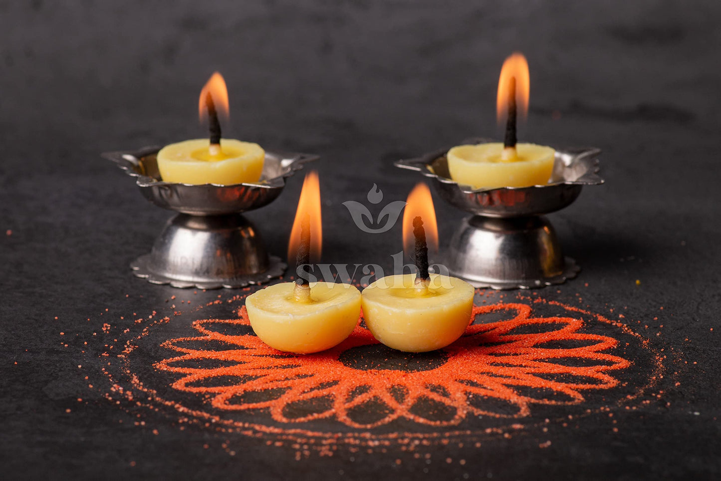 Swaha IISC Certified Premium Cow Ghee Diya Batti (100 Pieces), 30min Burning Time, Wax Free Cow Ghee Diya Batti for Puja - Pack of 2