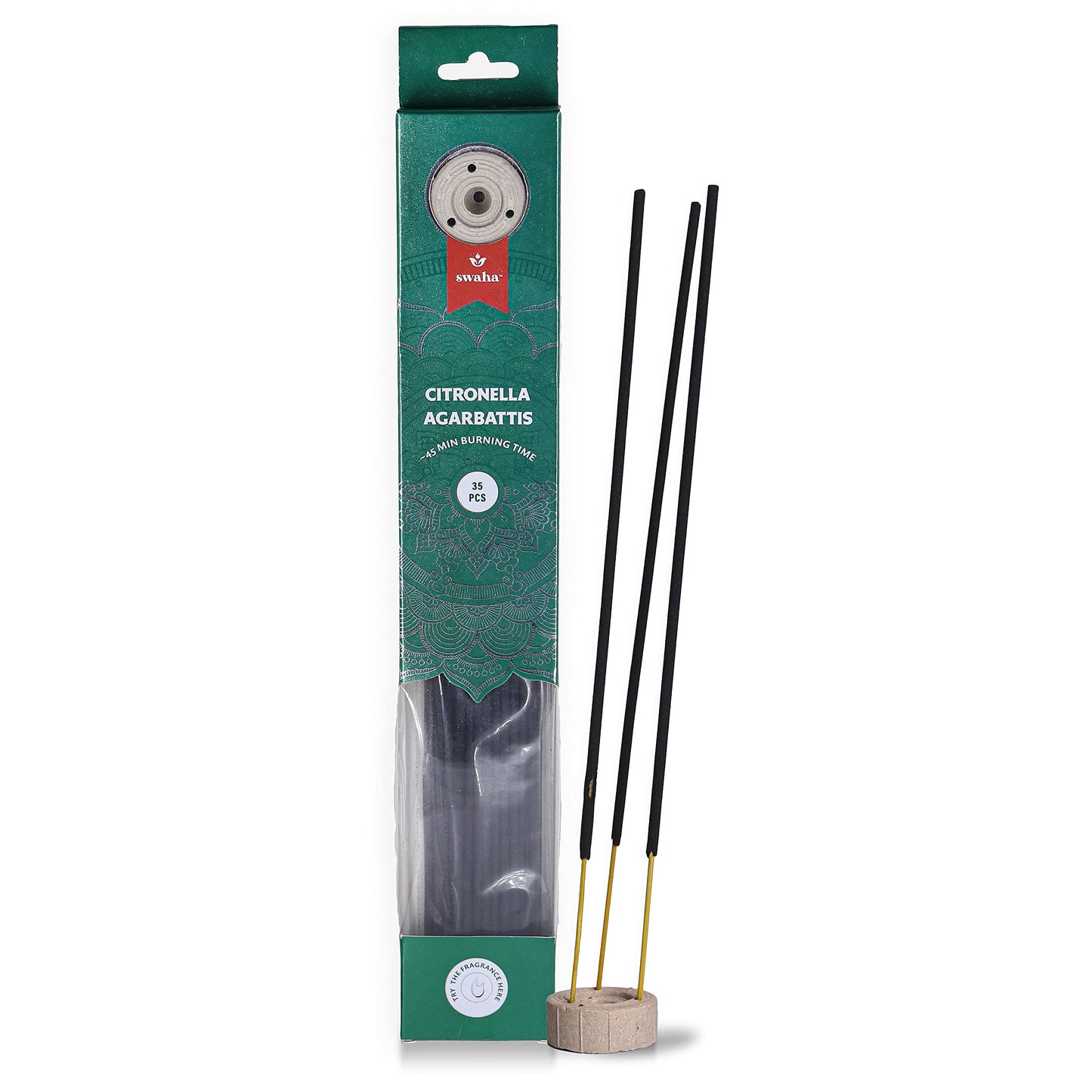 Swaha Citronella Agarbatti (Set of 35), Citronella Fragrance Incense Sticks (Pack of 1)
