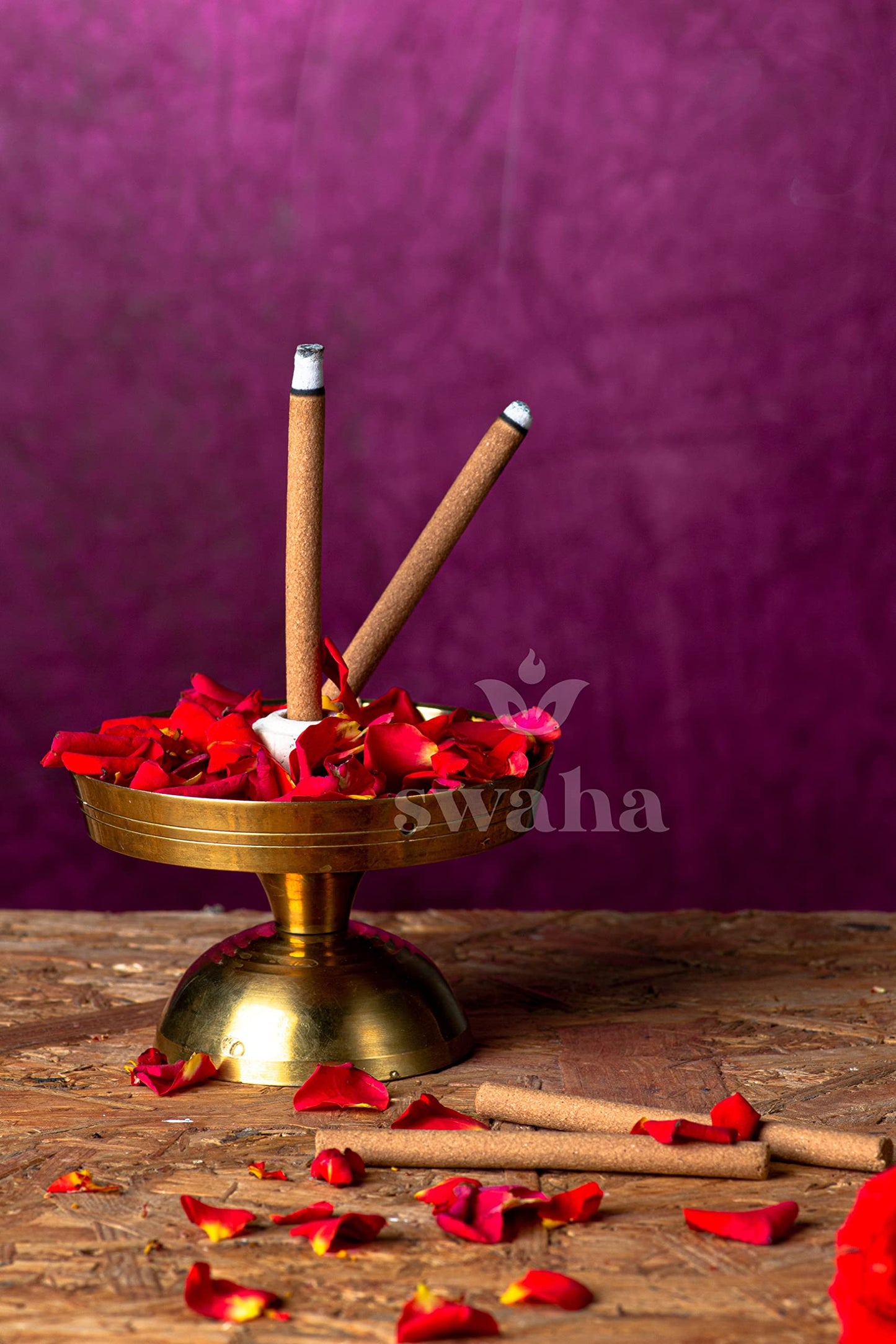 Swaha Trio Incense Stick Combo, 30 Counts, with Long-Lasting Sandalwood, Rose, Jasmine, Bamboo Less Eco Friendly Agarbatti Sticks Ideally Used for Daily Puja & Meditation - Pack of 1