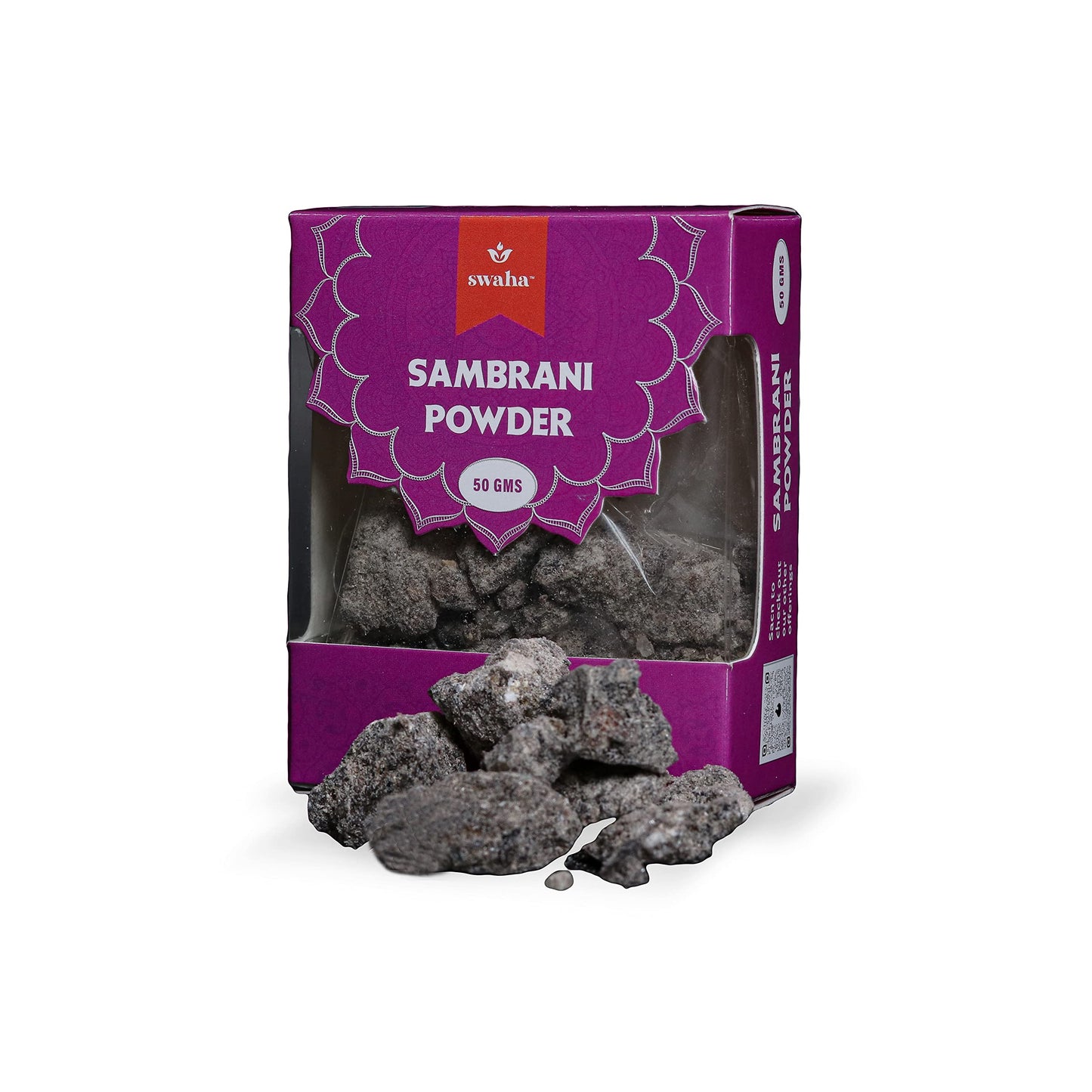 Swaha Sambhrani Powder, 100% Pure and Natural Sambhrani Powder, Herbal Burning Incense for puja/to purify air - 50g