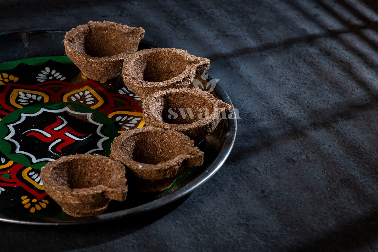 Swaha Premium Panchagavya Diya Without Ghee for Puja 11pcs Havan Samagri | Cow Dung/Gobar Diya for Daily Pooja/Festivals/