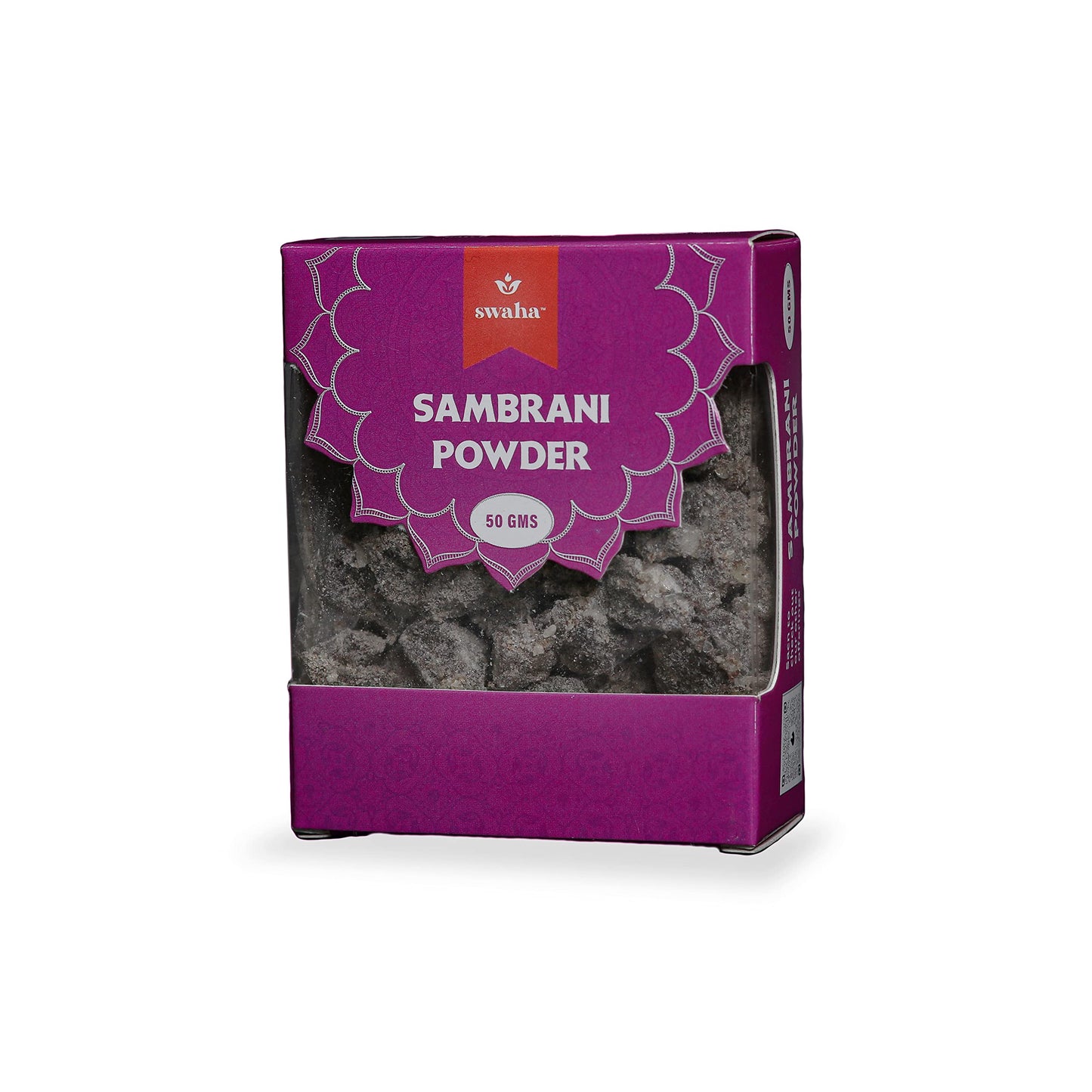 Swaha Sambhrani Powder, 100% Pure and Natural Sambhrani Powder, Herbal Burning Incense for puja/to purify air - 50g