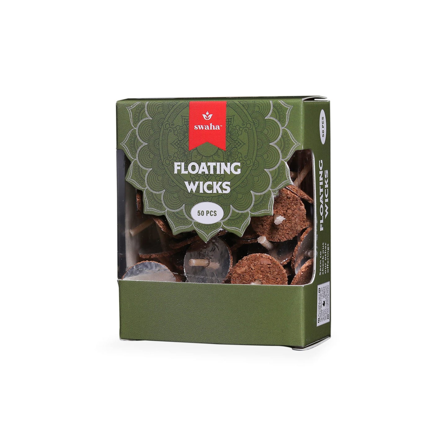 Swaha Round Floating Wicks(50 Pieces), Brown Colour Wicks for Decoration and Meditation - Pack of 1