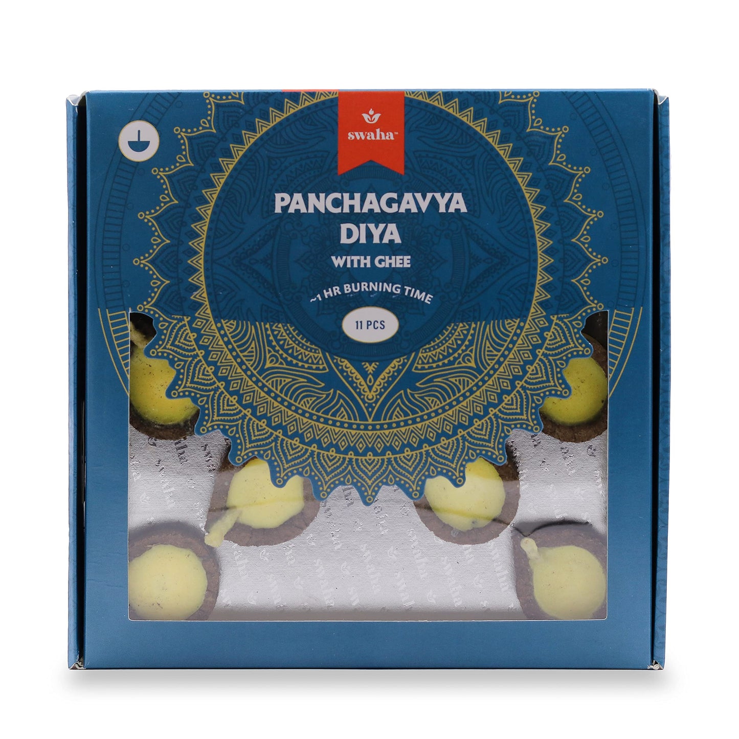 Swaha Panchagavya Diya with Ghee for Puja 11pcs Havan Samagri | Cow Dung/Gobar Diya for Daily Pooja/Festivals/Havans