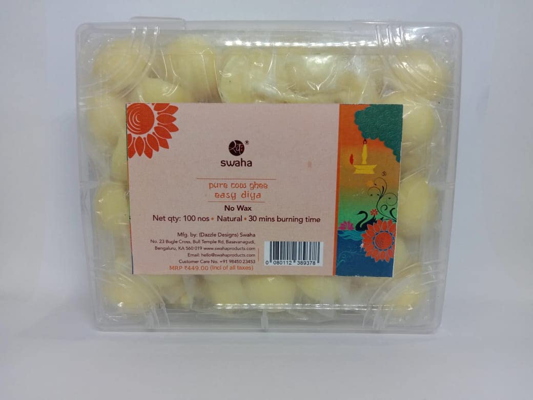 Swaha Easy Diya Cow Ghee- Set of 100 pcs