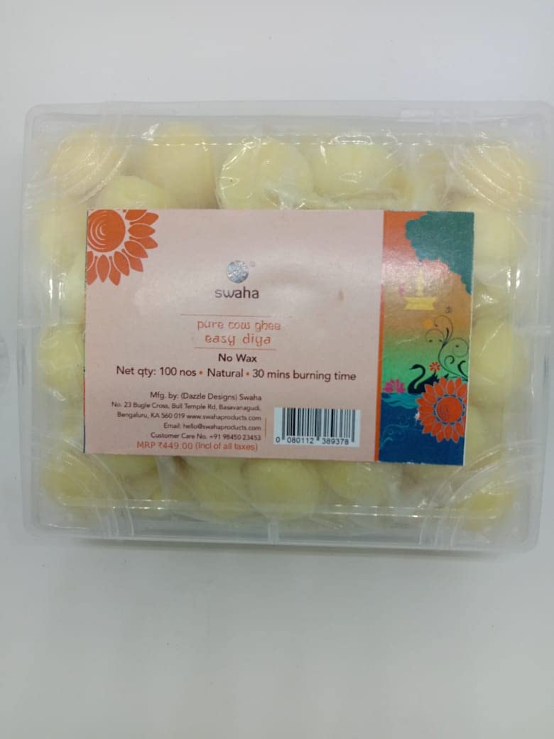 Swaha Easy Diya Cow Ghee- Set of 100 pcs
