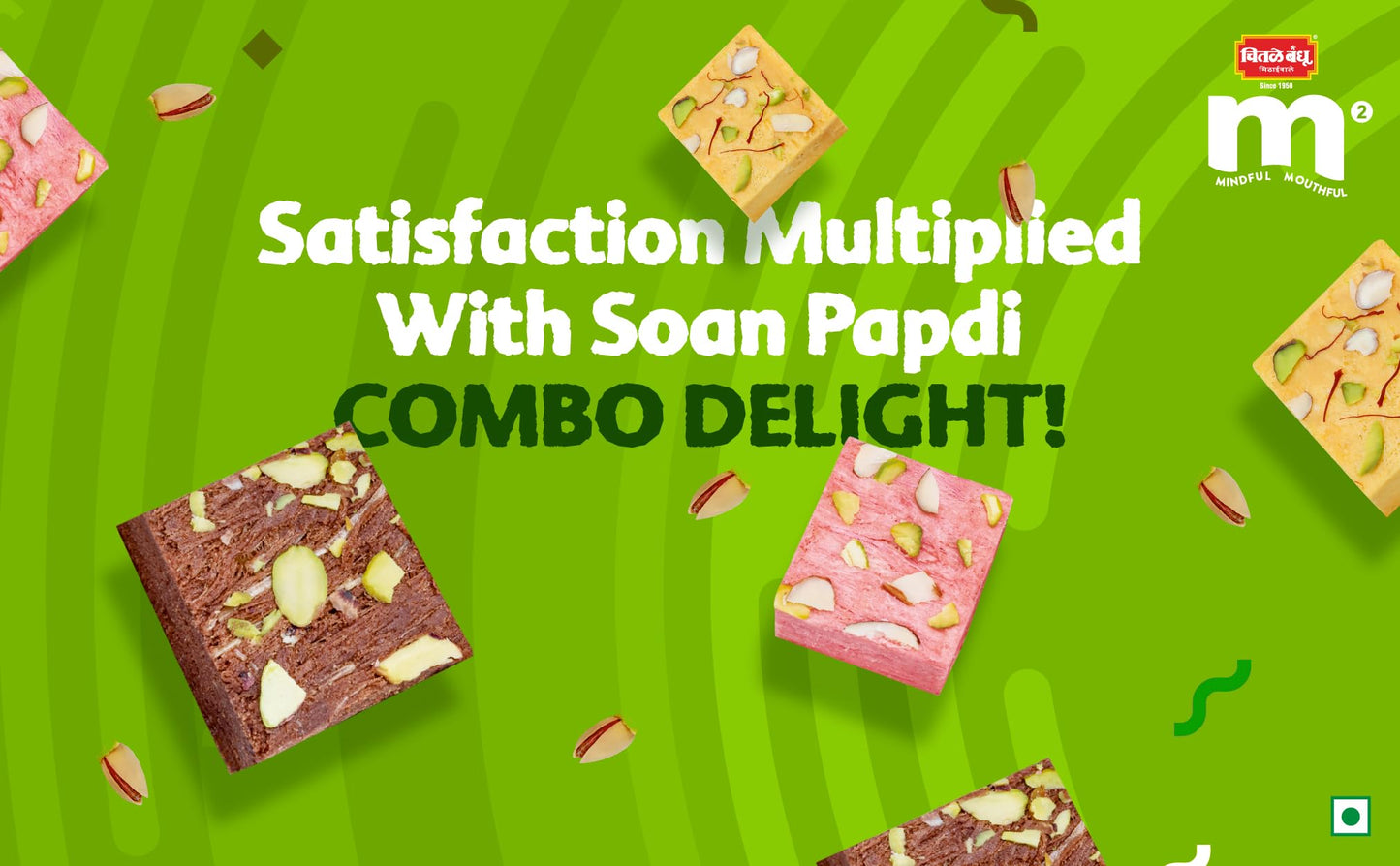 Chitale M² Kesar, Strawberry & Chocolate Soan Papdi, Ready To Eat Indian Dessert No Added Sugar 200g (Combo Pack)