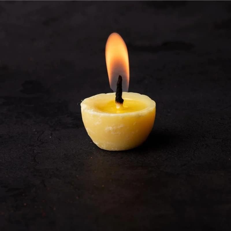 Swaha 1 Hour Burning Time Cow Ghee Diya (16.51 cm x 10.49 cm x 3.99 cm, Set of 30, Yellow)