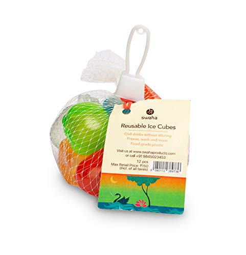 Swaha Reusable Ice Cubes (Set of 12), Reusable ice cubes for drinks, Multicolour - Pack of 1
