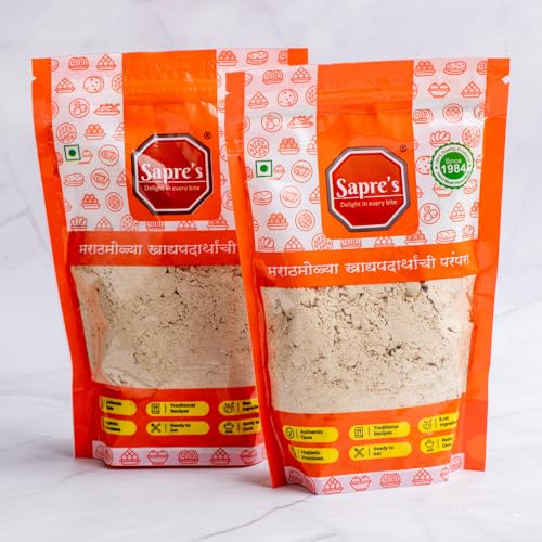 Sapre's Khamang Thalipeeth Bhajani Pack of 2 - 250gm Each | Parathas and Chillas | Cooking Essential | Thepla Flour | Healthy Multigrain Atta | Ready to Cook Food | Authentic Thalipeeth Flour | Nutritious Breakfast or Snack Multigrain Pre-Mix | No Added P